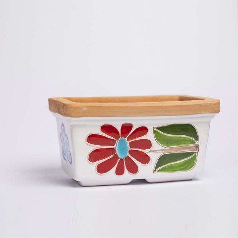 Vaso ceramica Porta Pianta Folk  Fiore ceramiche de simone VSPRMG