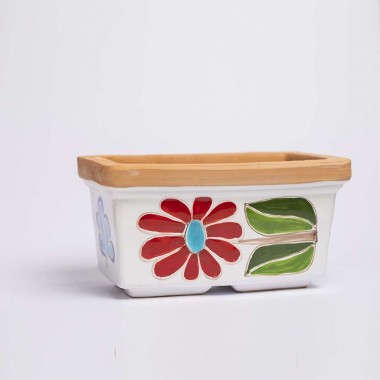 Vaso ceramica Porta Pianta Folk Fiore ceramiche de simone VSPRMG