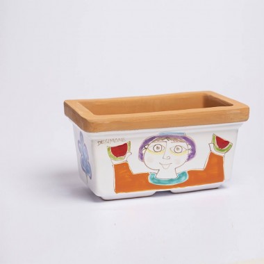 Rectangular planter Folk Woman and man with fruit