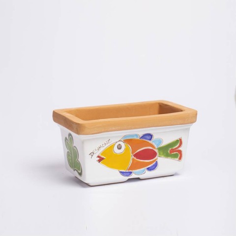Fioriera rettangolare ceramiche de simone Pesce Folk VSPRPE