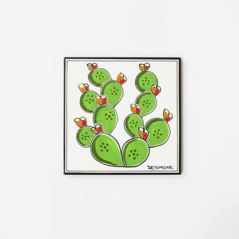 sicilian ceramic Wall Tile Pricly Pear desimone pottery Folk PI297FC