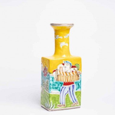Bottiglia decorativa artigianale Musica e Danza ceramiche de simone DS BT509B