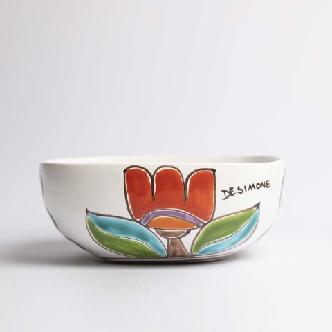 Insalatiera artigianale ceramica desimone fiori Folk CTQ22A02