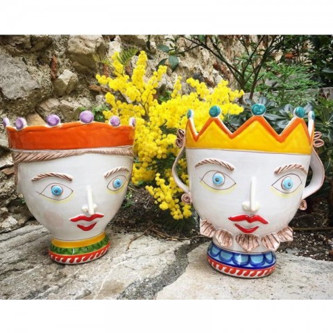 Testa di Paladino ceramiche de simone vasi siciliani TP187