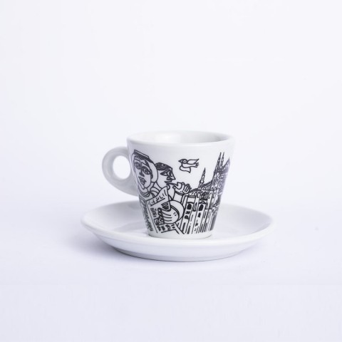 Set Tazzina + Piattino Milano dipinto a mano