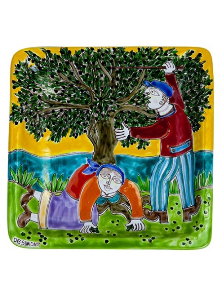 Piatto Quadrato 24x24 DS Raccolta delle Olive