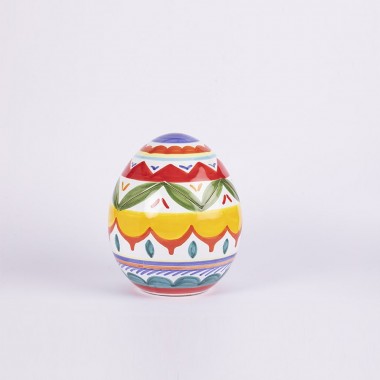 Uovo pasqua fatto a mano Folk ceramiche de simone fantasia geometrica