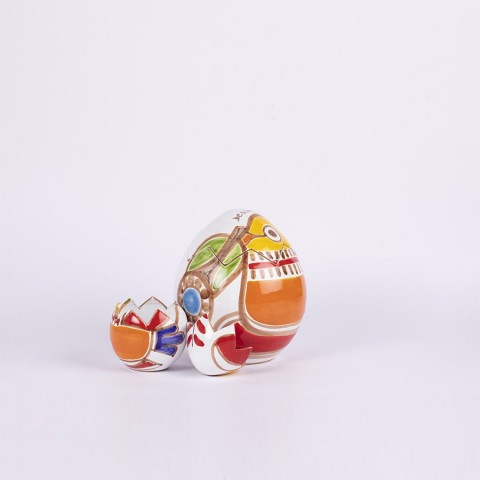 Uovo artigianale pasqua Folk Pappagallo ceramiche de simone