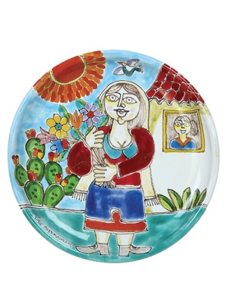 Piatto Tondo DS 15 cm PT15DS-1 Donna con fiori