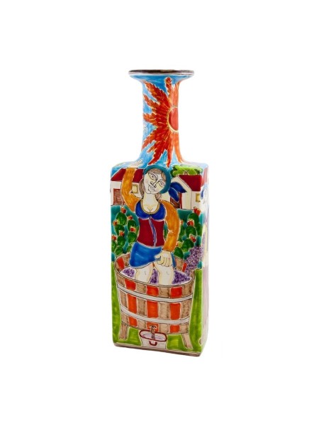 De simone sicilian pottery Decorative Bottle Grape pressing DS BT509DS-2