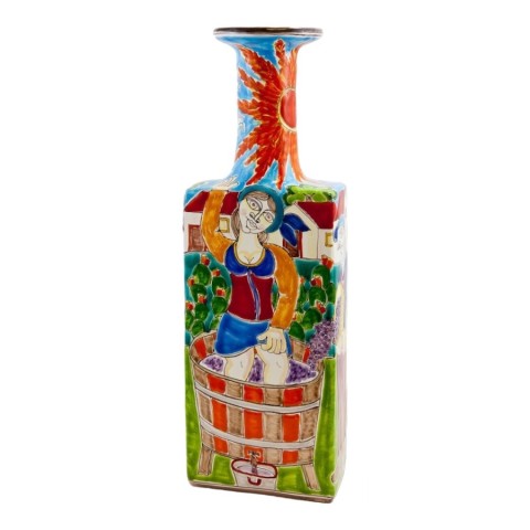 Bottiglia dipinta a mano ceramiche de simone Pigiatura dell'uva DS BT509DS-2