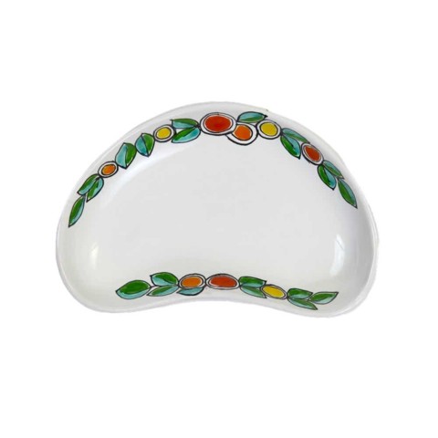 Handmade sicilian Half Moon Tray Arance e Limoni MZL20AR de simone pottery
