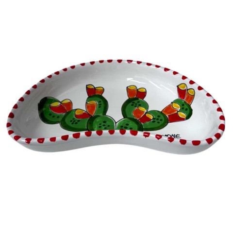 Sicilian handmade Half Moon Tray Pricly Pear MZL20FC de simone pottery folk