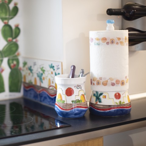 Dispenser porta rotolo da cucina Dammusi ceramiche de simone