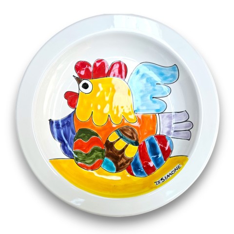 Round Flat Plate Easter Rooster Limited Edition de simone pottery