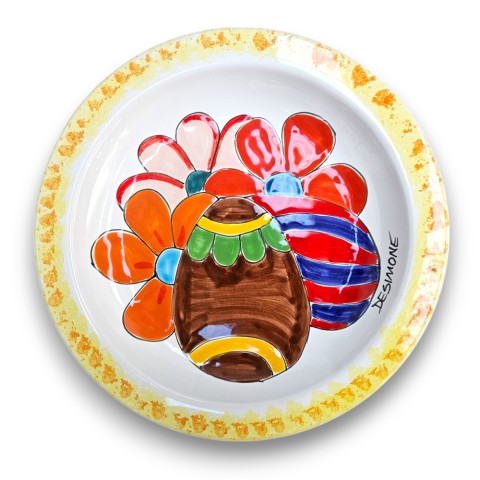 Round Flat Plate Easter Eggs Flowers Limited Edition de simone pottery
