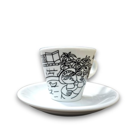 Italian porcelain Coffee Cup with Saucer Syracuse de simone pottery