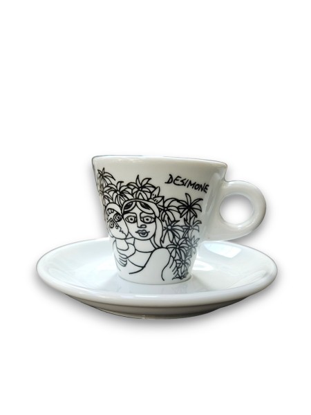 Sicilian porcelain Coffee Cup with Saucer Syracuse de simone pottery
