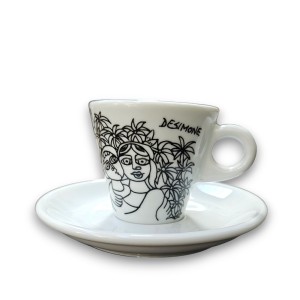 Sicilian porcelain Coffee Cup with Saucer Syracuse de simone pottery