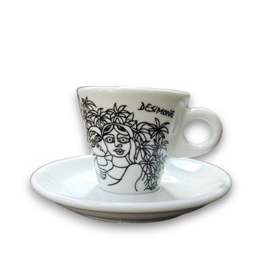 Sicilian porcelain Coffee Cup with Saucer Syracuse de simone pottery