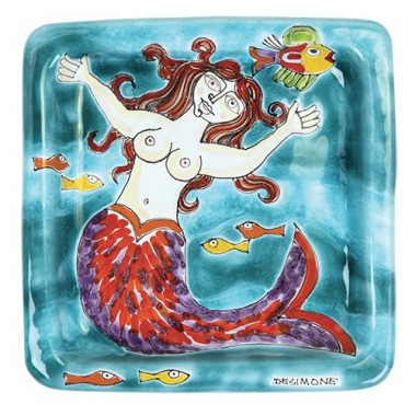 Squared Plate Mermaid 20x20 DS 22 de simone pottery
