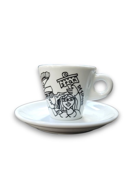 Sicilian porcelain Coffee Cup with Saucer Rome de simone pottery