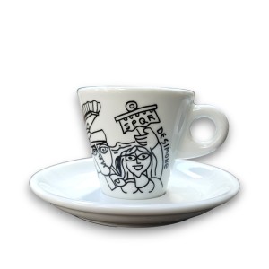Sicilian porcelain Coffee Cup with Saucer Rome de simone pottery