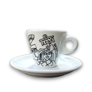 Tazzina caffè Piattino Bianco e Nero Roma ceramiche de simone