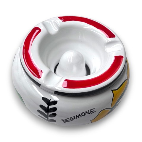 Handmade ceramic Windproof Ashtray Folk Sun Fish ceramiche de simone pottery