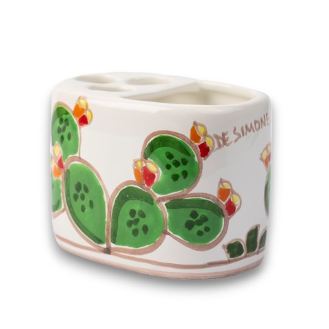 Portaspazzolini fatto a mano Fichi d'India ceramiche de simone