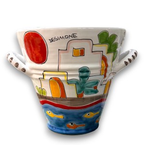 Handmade sicilian ceramic Ice Bucket Dammusi de simone pottery