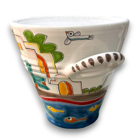 Handmade sicilian ceramic Ice Bucket Dammusi de simone pottery mangiallegro