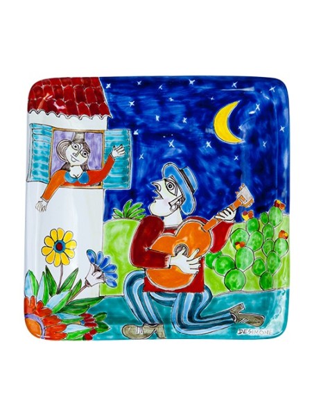 Squared Plate Serenade De Simone Pottery 20x20 DS 11