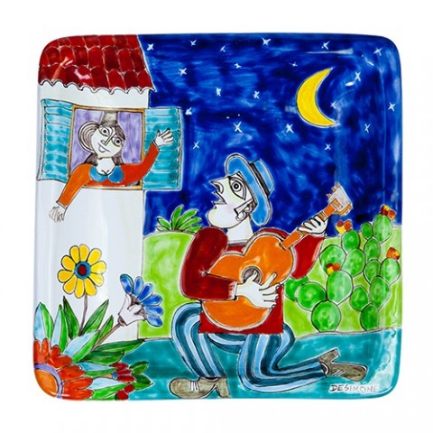 Piatto Quadrato Serenata Ceramiche De Simone 20x20 DS 11