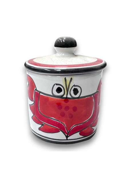 Contenitore con coperchio artigianale Folk cancro ceramiche de simone