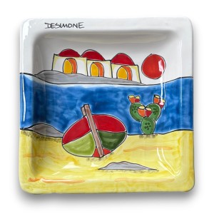 Handmade ceramic squared plate Dammusi Elaborato de simone pottery
