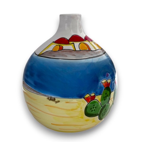 Handmade ceramic vase Dammusi Elaborato de simone sicilian pottery