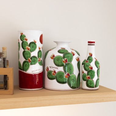 Portabottiglia ceramica siciliana realizzato a mano Fichi d'India ceramiche de simone