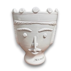 Sicilian handmade ceramic White Paladin's Head Queen de simone pottery