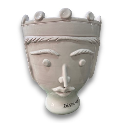 handmade ceramic White Paladin's Head Queen de simone sicilian pottery