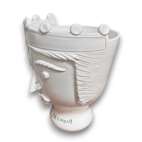 Sicilian ceramic White Paladin's Head queen de simone pottery