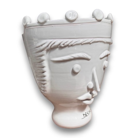 Sicilian handmade ceramic White Paladin's Head Queen de simone pottery