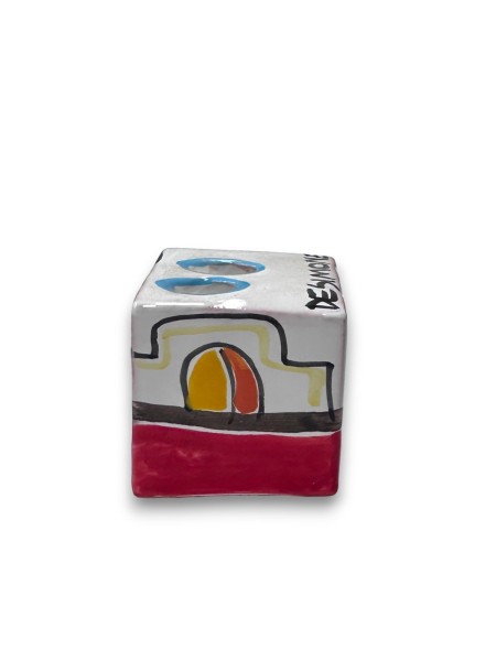 Cubo Portamatite artigianale Dammusi Ceramiche siciliane De Simone