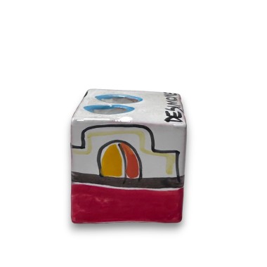 Pencil Holder Cube Dammusi de simone sicilian pottery