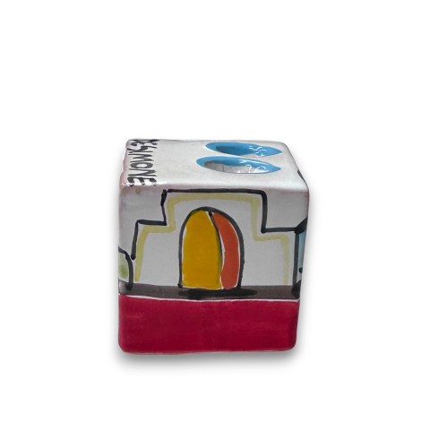 Pencil Holder Cube Dammusi de simone sicilian handmade pottery