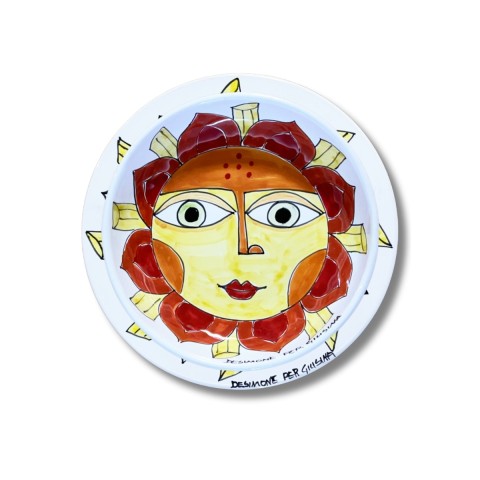 Sicilian handmade plate Plate De Simone pottery for Giusina Sun of Pasta
