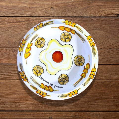 Sicilian handmade plate Plate De Simone for Giusina Bread in the Egg