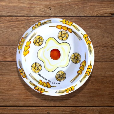 Sicilian handmade plate Plate De Simone for Giusina Bread in the Egg