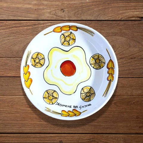 Sicilian handmade soup plate Plate De Simone per Giusina Bread in the Egg