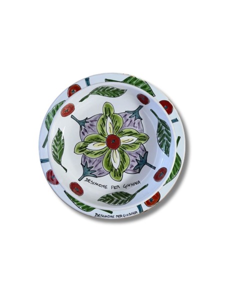 Sicilian handmade plate Plate De Simone pottery for Giusina Tasty Flower